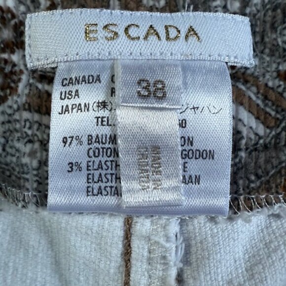 Escada Corduroy Brown Grey Blue Paisley Flare Leg Pants Size 38 US 8 NWOT - Picture 11 of 13